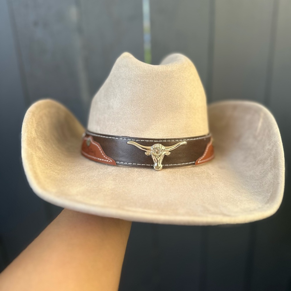 Beige Western Hat with Brown Band